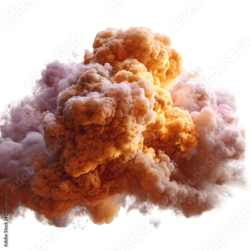 Exploding cloud of vibrant smoke