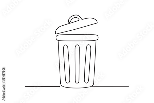 Trash Bin with Lid continuous one line drawing minimalism design