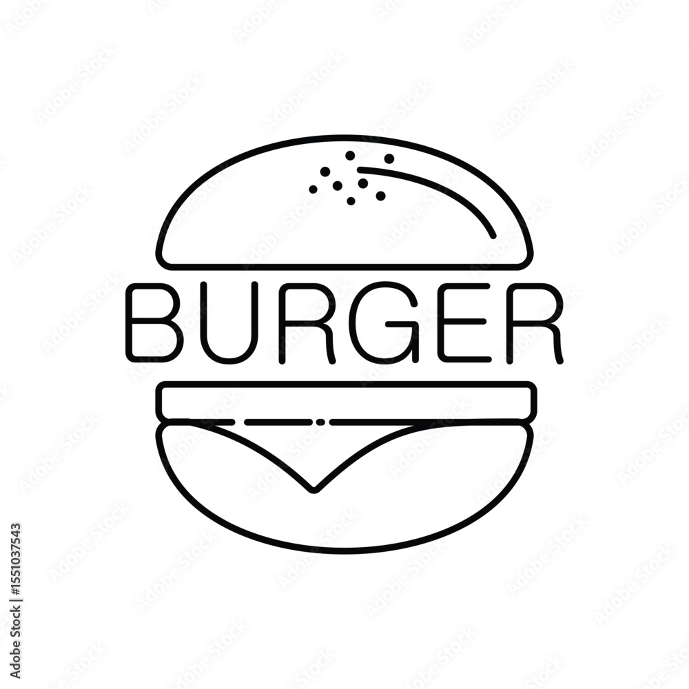 Fototapeta premium Cheeseburger, hamburger line art logo design
