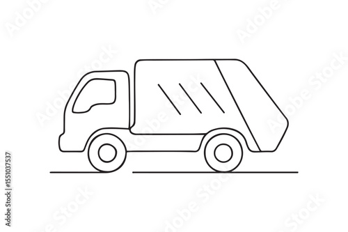 Trash Dump Truck continuous one line drawing minimalism design