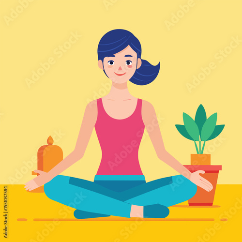 woman doing yoga vector