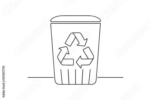 Trash with Arrows continuous one line drawing minimalism design