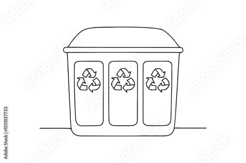 Waste Sorting Bin continuous one line drawing minimalism design