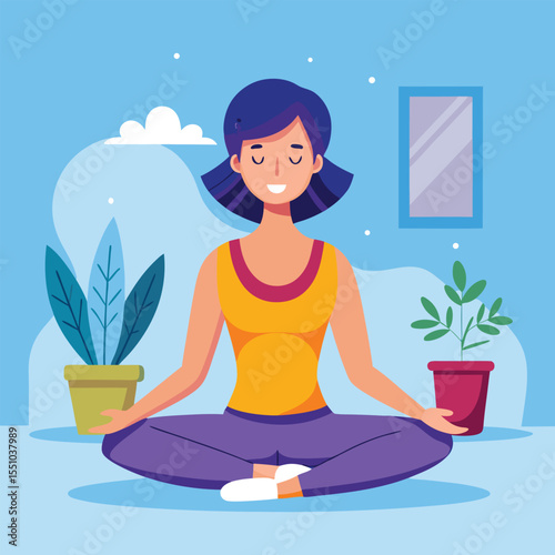 woman doing yoga vector