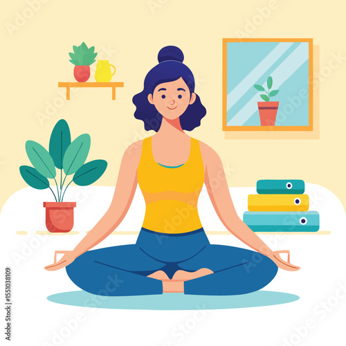woman doing yoga vector