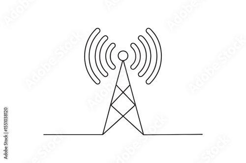 Broadcast Tower continuous one line drawing minimalism design
