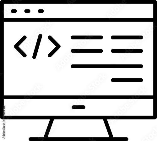 Coding Line Icon, Coding Icon – Programming, Developer, Code Symbol, Web Development Concept

