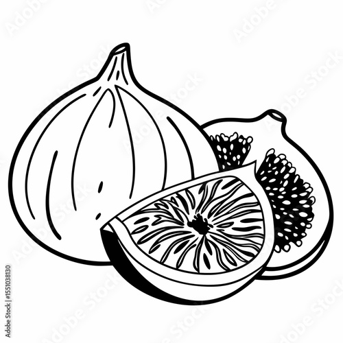 Fresh Figs Line Art Illustration of Juicy Figs, Perfect for Culinary Designs