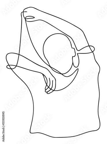 Stretching Pose One Line Drawing – Minimalist Fitness and Wellness Vector Illustration