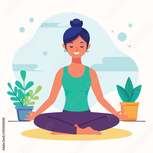 woman doing yoga vector