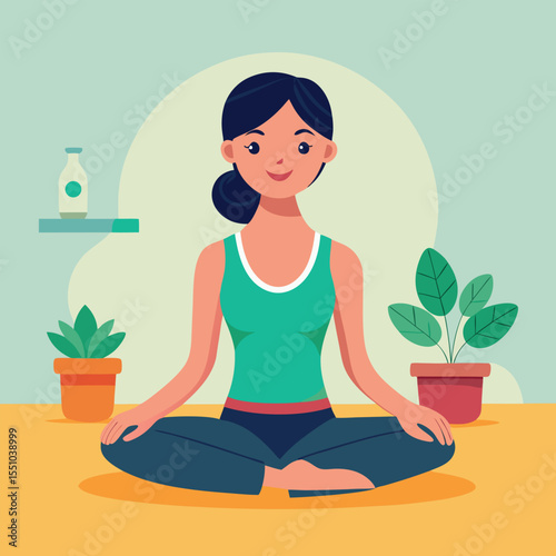 woman doing yoga vector