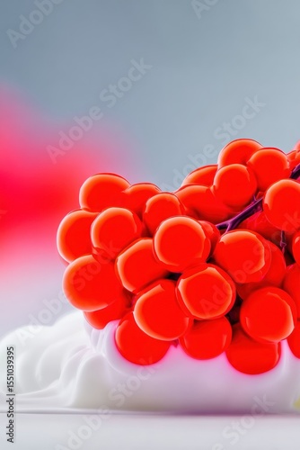 Closeup of Vibrant Red Berry Cluster on White Background