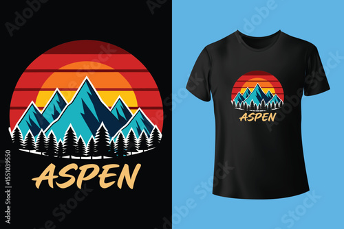 Ski winter sport vintage typography t shirt design with glasses and skier silhouette	
