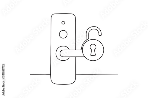 Smart Door Unlock continuous one line drawing minimalism design