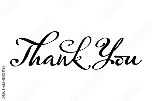 Thank You - thank you word, text or lettering. Vector script and handwritten typography. Thank you word for note, card, sign, banner. Isolated.
