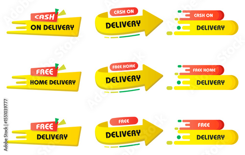 Collection of Delivery Vector Illustration, Set of Delivery Icons, Cash on Delivery, Free Delivery, Free Home Delivery, Icons, Vector Illustration