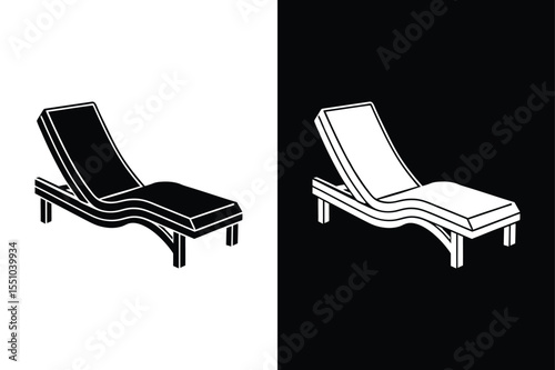 Beach Chaise Lounge Icon. Minimalist Furniture Silhouette Vector Design