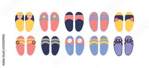 Cute colorful sandals hand drawn illustration collection