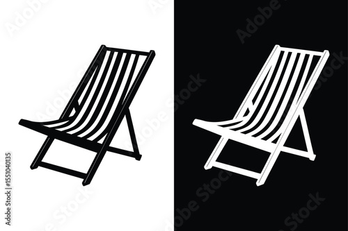 Vacation Deck Chair Icon. Flat Vector Silhouette for Beach and Outdoor Themes