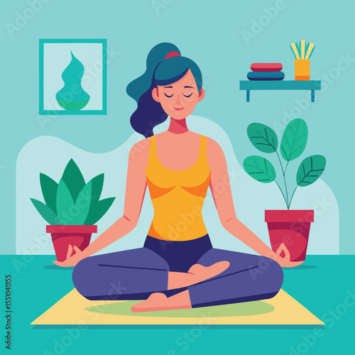 woman doing yoga vector