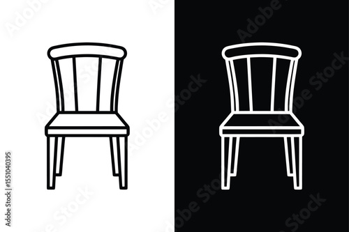 Dining Chair Line Drawing Icon. Vector Outline for Graphic and Logo Use
