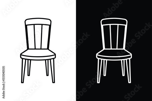 Line Art Dining Chair Vector. Simple Outline Icon for UI and Print
