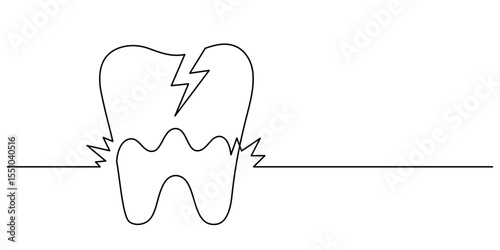 toothache pain one line continuous drawing minimalism