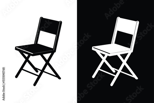 Folding Chair Vector Illustration. Minimalist Icon for Outdoor Use