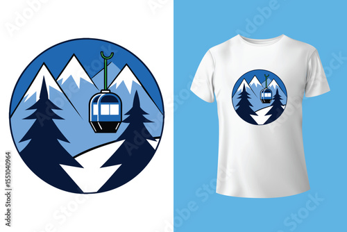 Ski winter sport vintage typography t shirt design with glasses and skier silhouette	
