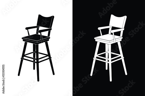 Minimalist High Chair Vector Icon. Perfect for Logos and UI Design