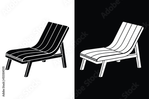 Minimalist Lounge Chair Vector. Outdoor Leisure Furniture Icon Design