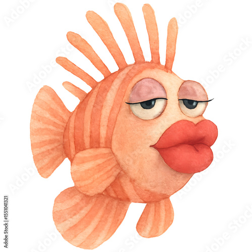 Cartoon fish with exaggerated features and playful expression design