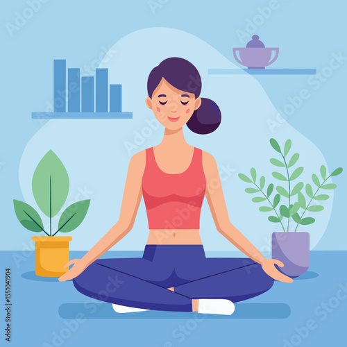 woman doing yoga vector