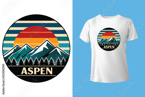 Ski winter sport vintage typography t shirt design with glasses and skier silhouette	
