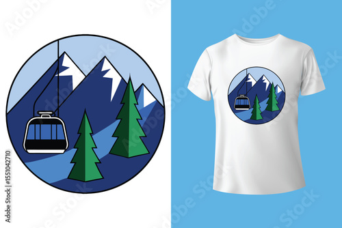 Ski winter sport vintage typography t shirt design with glasses and skier silhouette	
