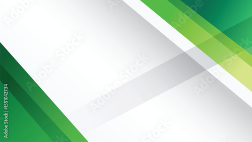 Green white abstract banner background vector with dark and light green gradient, multiply layer, and copy space
