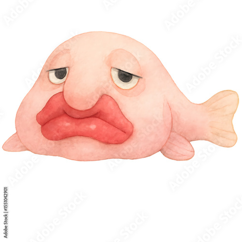 Cartoon character fish with expressive face and whimsical features