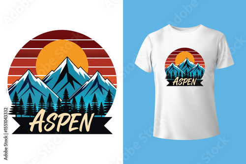 Ski winter sport vintage typography t shirt design with glasses and skier silhouette	
