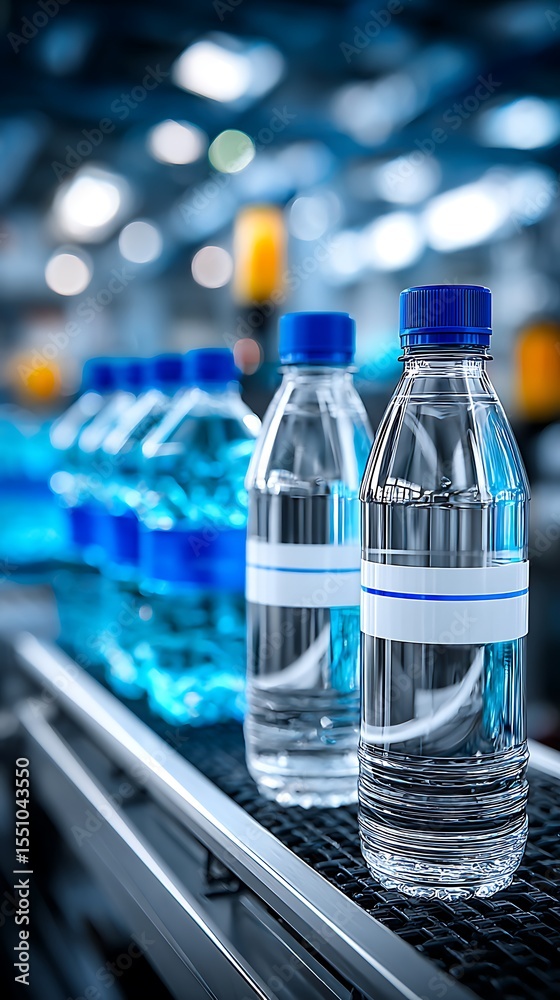 Water bottles on conveyor belt Water bottles on conveyor belt