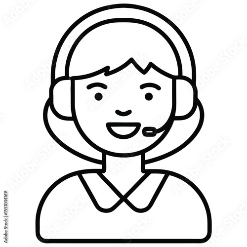 Customer Support Icon boy with headphones vector