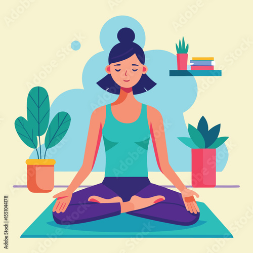 woman doing yoga vector