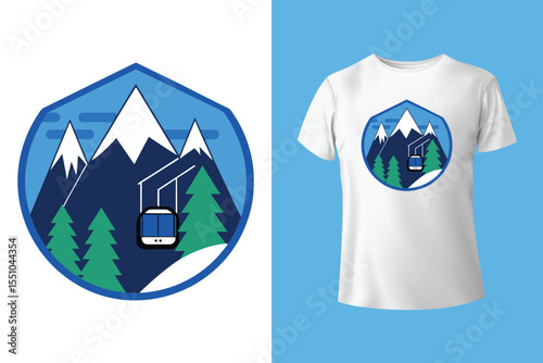 Ski winter sport vintage typography t shirt design with glasses and skier silhouette	
