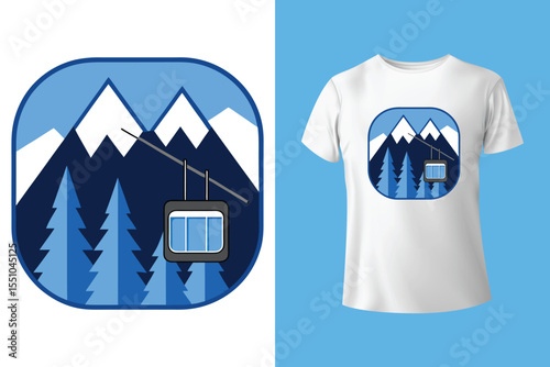 Ski winter sport vintage typography t shirt design with glasses and skier silhouette	
