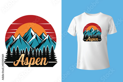 Ski winter sport vintage typography t shirt design with glasses and skier silhouette	
