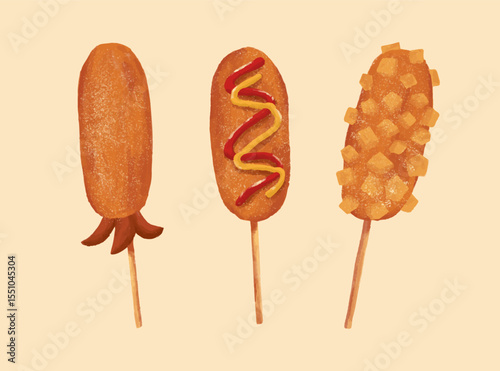 vector set of korean hot dog illustration