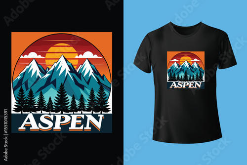 Ski winter sport vintage typography t shirt design with glasses and skier silhouette	
