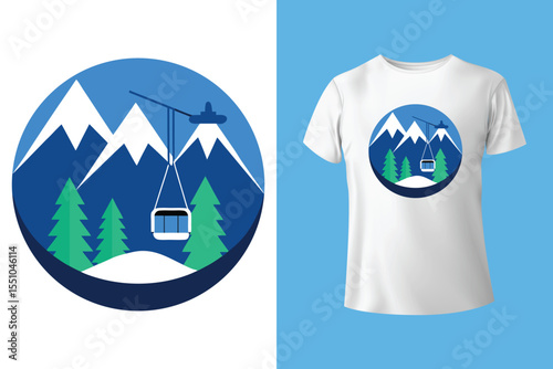 Ski winter sport vintage typography t shirt design with glasses and skier silhouette	
