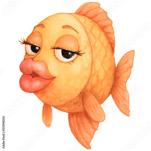 Playful Cartoon Fish with Cute Expression and Colorful Design