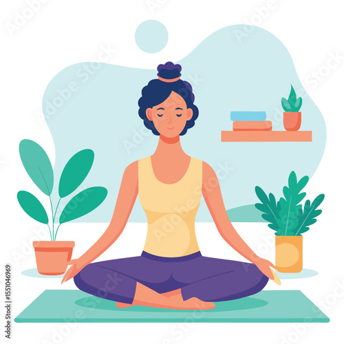 woman doing yoga vector