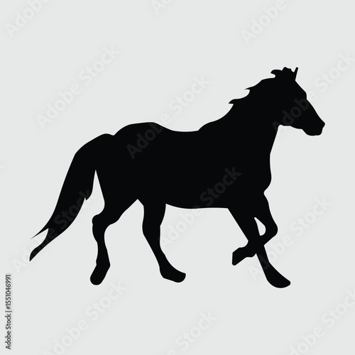 silhouette image of a black horse pose